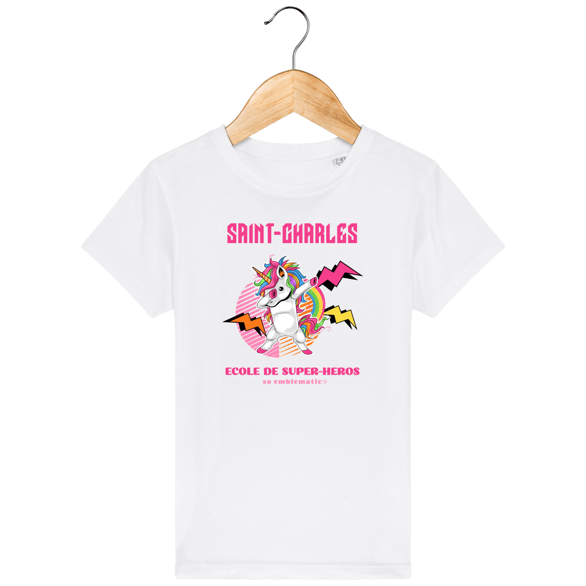 T-shirt pour Ecole et Collège SAINT-CHARLES"Tee Shirt Enfant Bio Ecole de Super-Héros SAINT-CHARLES"